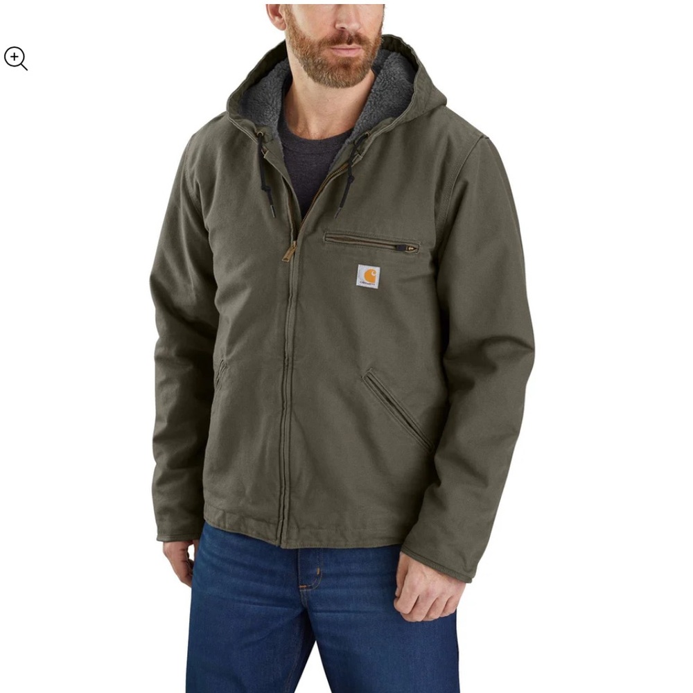 Carhartt Relaxed Fit Washed Duck Sherpa-Lined Jacket - Large